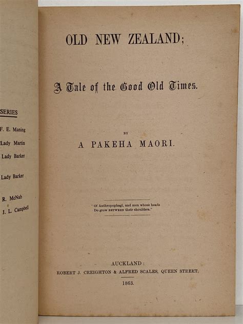 OLD NEW ZEALAND: A Tale of the Good Times by a Pakeha Maori