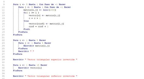 Arreglos Pseint Vectores Triangulares Superior Inferior Invertidos