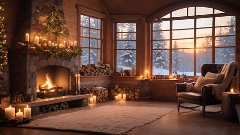 Zoom Background Of A Rustic Winter Cabin Virtual Office For Online