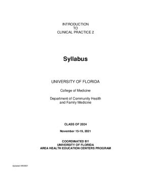 Fillable Online Syllabus - UF Pediatrics - University of Florida Fax ...