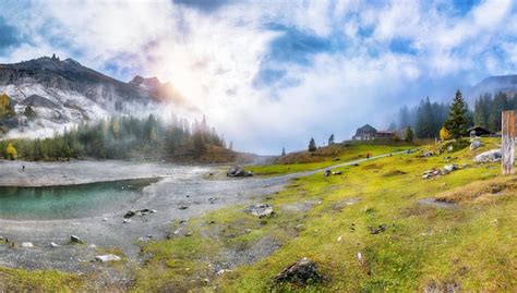 Premium Photo Incredible Autumn View Of Oeschinensee Lake