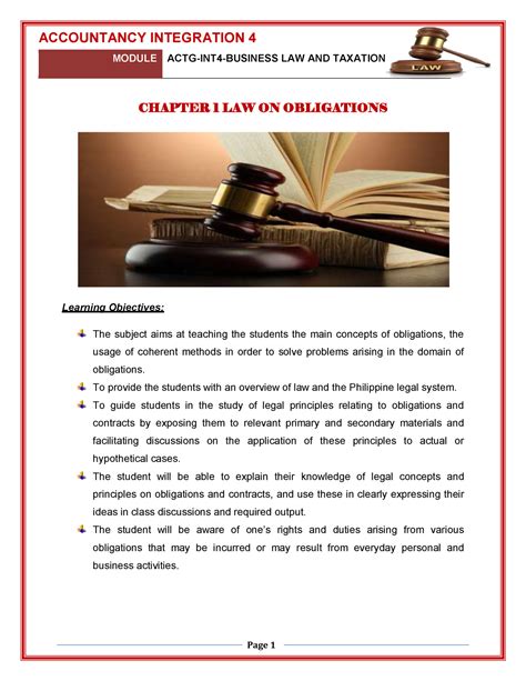 Chapter Law On Obligations And Contracts Module Actg Int Business