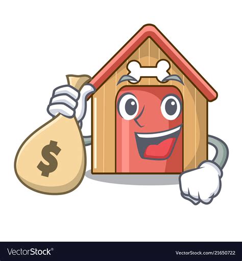 With money bag cartoon funny dog house dish Vector Image