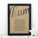 Mum Personalised Poem Print Vintage Style By Bespoke Verse