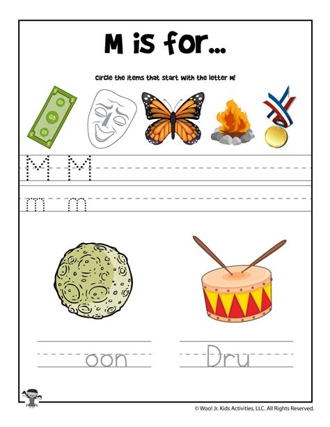 Letter M Phonics Recognition Worksheet | Woo! Jr. Kids Activities ...