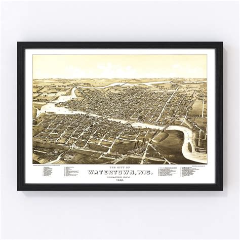 Vintage Map of Watertown, Wisconsin 1885 by Ted's Vintage Art