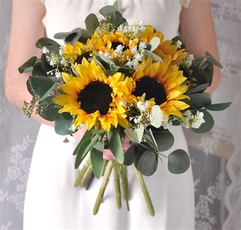 Sunflower Bouquet Boho Bouquet Bride Bouquet Eucalyptus Etsy UK