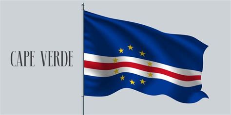 Cabo Verde Acenando Bandeira No Mastro Da Bandeira Vetor Premium