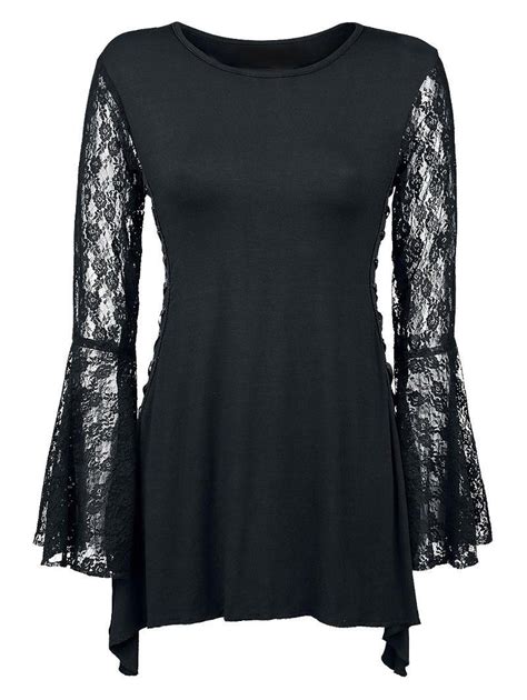 Black Xl Lace Up Bell Sleeve Tunic Tee