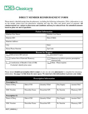 Fillable Online Direct Member Reimbursement Form Lsu Fax Email Print