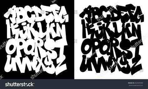 Black White Graffiti Alphabet Font Vector Stock Vector (Royalty Free ...