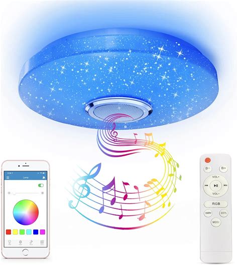 Rgb Led Ceiling Light With Bluetooth Speaker W High Sound Quality