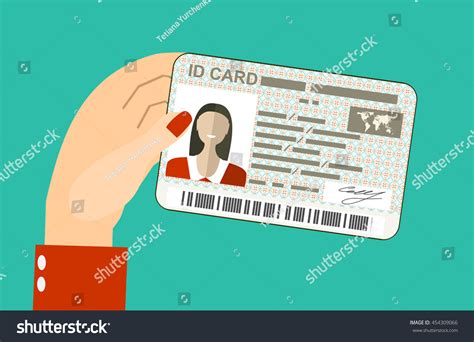 Women Hand Hold Id Card Flat Stock Vector Royalty Free 454309066