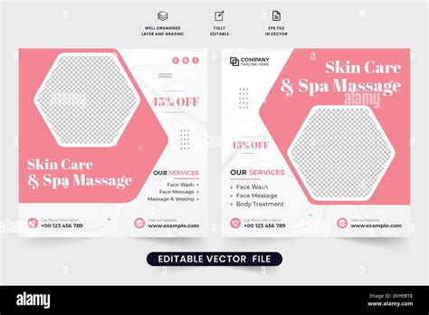 Spa Massage And Skincare Treatment Promotional Poster Design With Pink