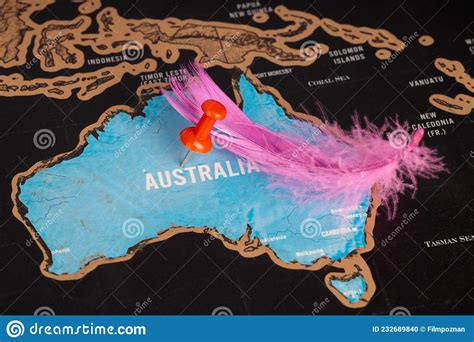 Locations Marked With Red Pin Pushpin Pointing Australia Stock Photo