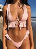 Pink Ruffle Trim Bikini Top And High Waist Bottom Choies