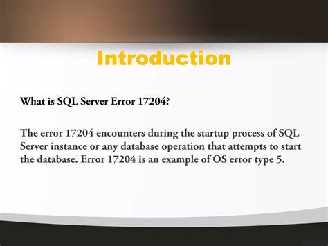 SQL Server 17204 FCB Open Failed Error PPT