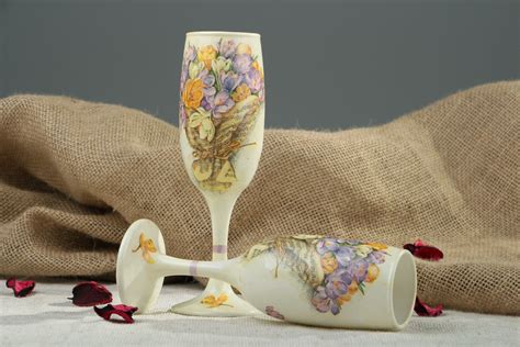 Buy Wine Glasses Decoupage Technique 1031384447 Handmade Goods At