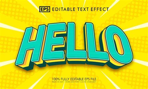 Hola Efecto De Texto Editable Vector Premium