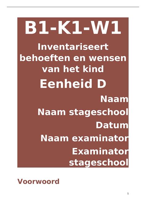 Examen Onderwijsassistent B1 K1 W1 Inventariseert Behoeften En Wensen