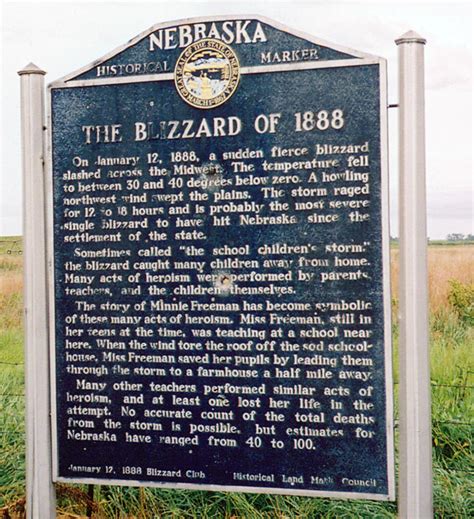 Nebraska Historical Marker: The Blizzard of 1888 (Valley) - E Nebraska ...