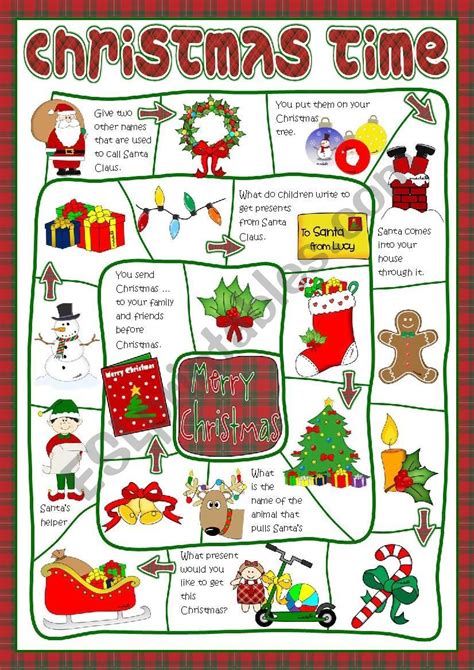 Christmas Time Board Game Esl Worksheet By Mada1 Christmas