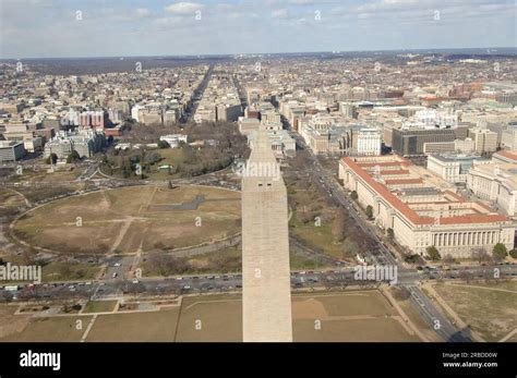 Aerial views of Main Interior, buildings and monuments in the vicinity ...