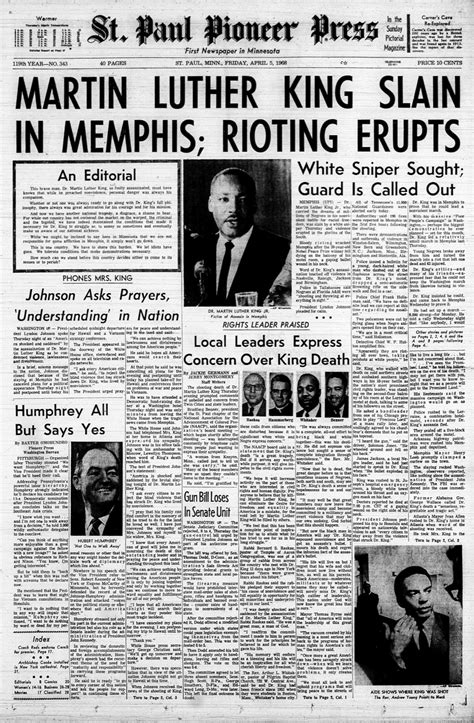 St. Paul Pioneer Press condemned MLK Jr. assassination in rare front-page editorial