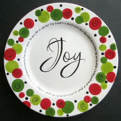 Items similar to Custom Personalized JOY Christmas Plate - Hand Painted on Etsy