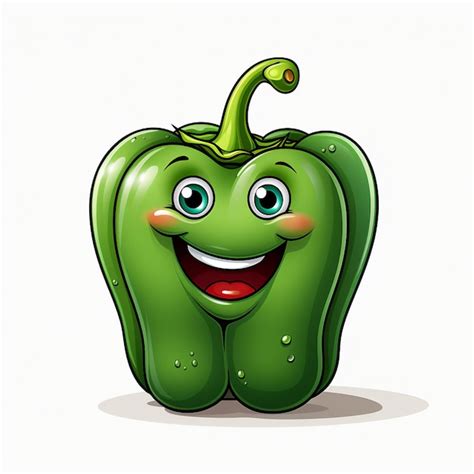 Pimenta Verde Dos Desenhos Animados Uma Cara Feliz Generativa Ai