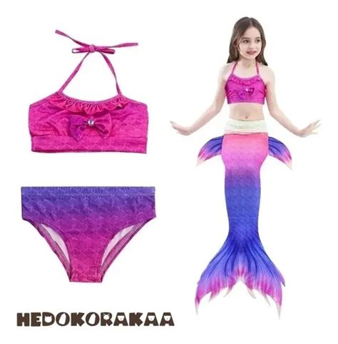 Set 3 Sirena Cola Y Bikini Niñas Traje De Baño Envío Gratis Meses sin
