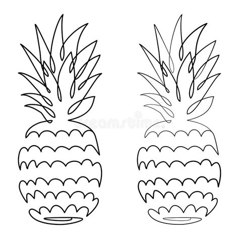 Continuous Line Drawing Of Pineapple Template For Your Design Vector Illustration Stock