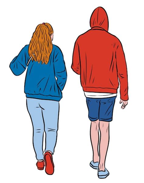 Ilustraci N Vectorial De Una Pareja De Estudiantes Caminando Juntos Por