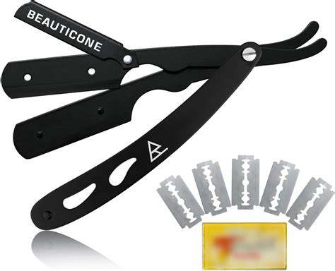 Amazon BEAUTICONE Straight Razor Black Full Steel Barber Razor