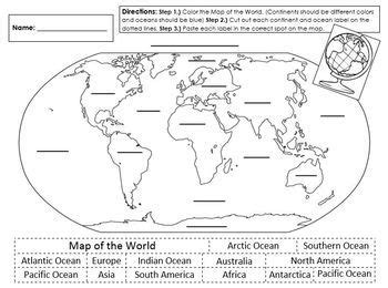 World Map- Color, Cut, Paste Activity | TpT