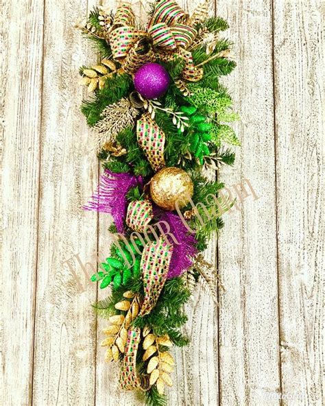 Elegant Mardi Gras Wreath Fat Tuesday Front Door Wreath Swag Wreath