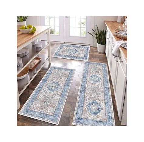 Tiagoc Boho Kitchen Rug Set Of 3 Non Slip Kitchen Mat And Rug Washable