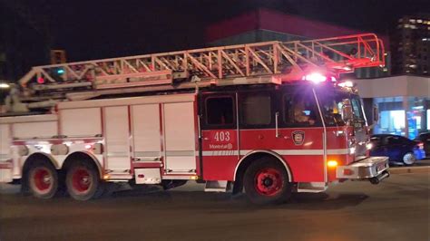 Montreal Fire Department Ladder Truck 403 With Electronic Siren