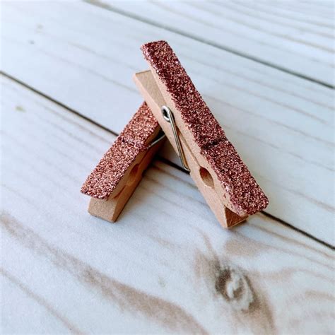 Rose Gold Glitter Mini Clothespins With Twine Party Decor Etsy