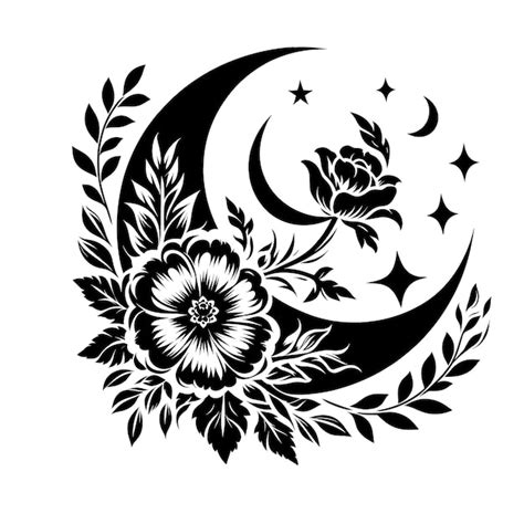 Premium Vector Floral Crescent Moon Svg Clipart Design