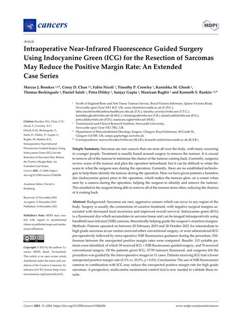 Pdf Intraoperative Near Infrared Fluorescence Guided Surgery Using