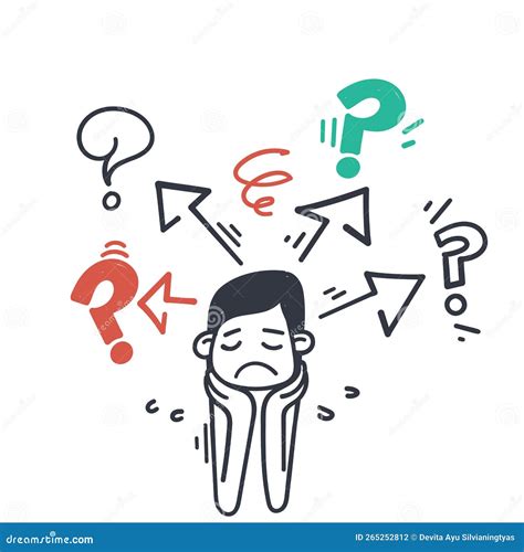 Hand Drawn Doodle Confused Person For Choice Illustration Vector