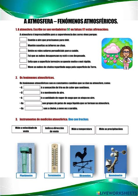 Fenómenos Atmosféricas Worksheet Live Worksheets