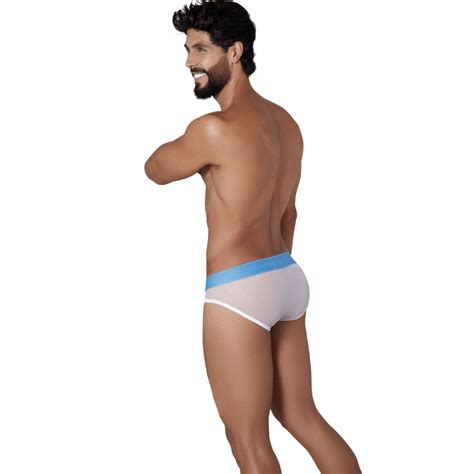 Slip Transparent Hunch Brief Blanc Bleu Menderwear