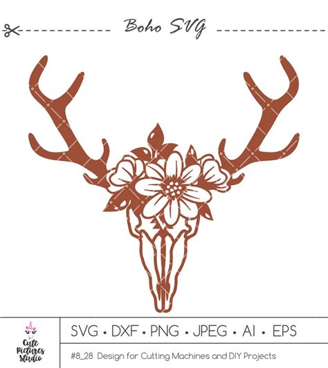 Floral Deer Skull Svg Floral Deer Antlers Svg Deer Skull Etsy