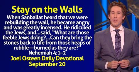 Joel Osteen Daily Devotional September 20 2024 Stay On The Walls