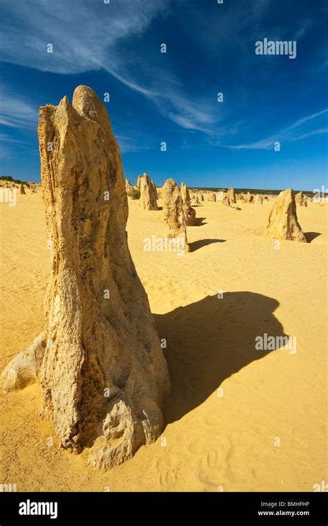 Rock Pillars Of Eroded Limestone In The Pinnacles Desert Nambung