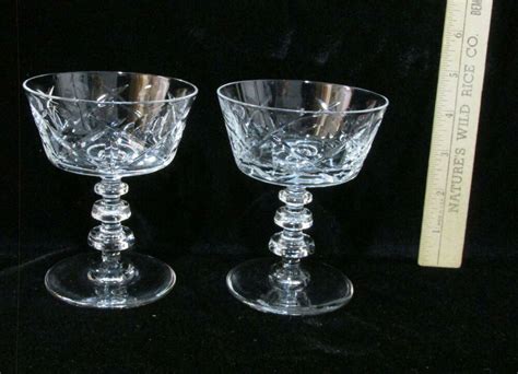 Dessert Sherbet Glasses Goblets Olive And Cross Pattern Crystal Rock Sharpe Pair Rocksharpe Cross