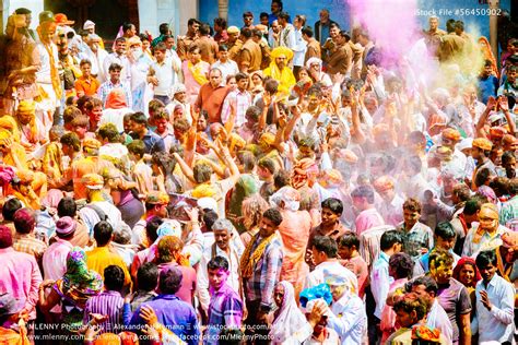 Holi Festival Barsana Rajasthan, India Large... - Mlenny Photography