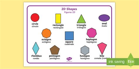 2d Shape Word Mat Englishspanish Teacher Made